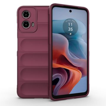 Husa pentru Motorola Moto G34, Antisoc, Margini Striatii, Design Minimalist, Bordeaux