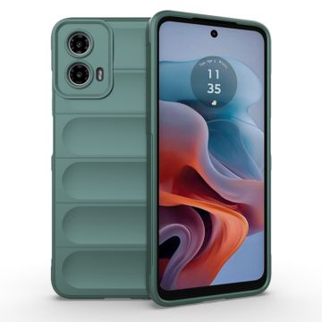 Husa pentru Motorola Moto G34, Antisoc, Margini Striatii, Design Minimalist, Green