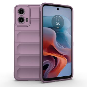 Husa pentru Motorola Moto G34, Antisoc, Margini Striatii, Design Minimalist, Purple