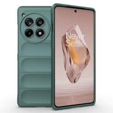 Husa pentru OnePlus 12R, Antisoc, Margini Striatii, Design Minimalist, Green