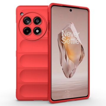 Husa pentru OnePlus 12R, Antisoc, Margini Striatii, Design Minimalist, Red