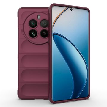 Husa pentru Realme 12 Pro / 12 Pro Plus, Antisoc, Margini cu Striatii, Design Minimalist, Bordeaux