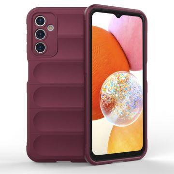 Husa pentru Samsung Galaxy A14 4G / A14 5G, Antisoc, Margini Striatii, Design Minimalist, Bordeaux