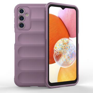 Husa pentru Samsung Galaxy A14 4G / A14 5G, Antisoc, Margini Striatii, Design Minimalist, Purple