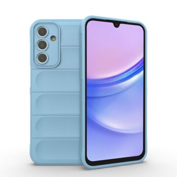 Husa pentru Samsung Galaxy A15, Antisoc, Margini Striatii, Design Minimalist, Bleu