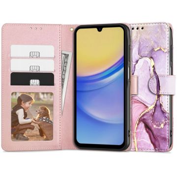Husa Tech-Protect Wallet Wallet pentru Samsung Galaxy A15 4G/5G Marble