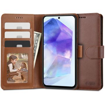 Husa Tech-Protect Wallet Wallet pentru Samsung Galaxy A55 5G Maro