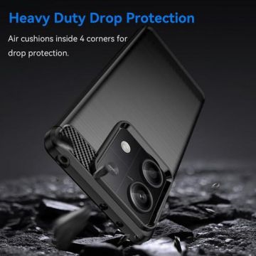 Husa Carbon Case Flexible Lemontti Xiaomi Redmi Note 13 5G, Negru