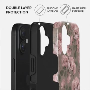 Husa Dual Layer Vintage Glamour Burga pentru iPhone 16, Multicolor