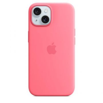 Husa Protectie Spate Apple MWN93ZM/A pentru iPhone 15, Silicon, MagSafe (Roz) Husa Protectie Spate Apple MWN93ZM/A pentru iPhone 15, Silicon, MagSafe (Roz)