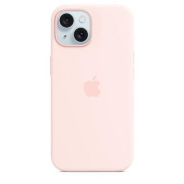 Husa Protectie Spate Apple MXPH3ZM/A pentru iPhone 15, Silicon, MagSafe (Roz deschis)