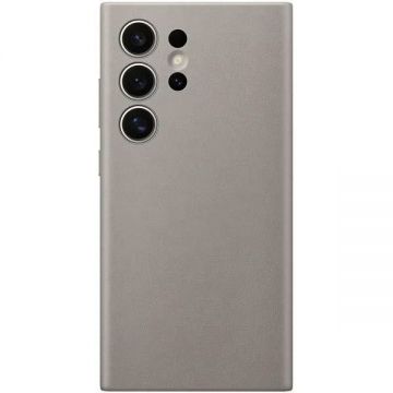 Husa telefon Samsung pentru Galaxy S24 Ultra, Vegan Leather Case, Maro
