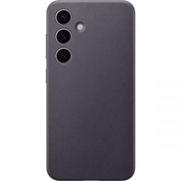 Husa telefon Samsung pentru Galaxy S24, Vegan Leather Case, Violet inchis