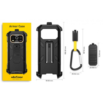 Carcasa de protectie multifunctionala pentru seria Ulefone Armor 27T cu carabina si clema prindere (Negru)