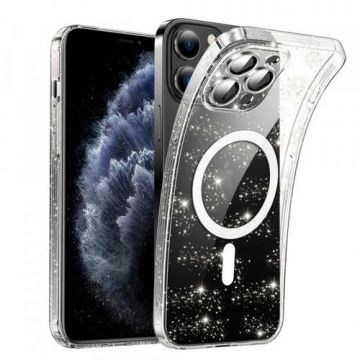 Husa MagSafe pentru Apple iPhone 11 Pro Max, Techsuit, SparkleSkin, Transparenta