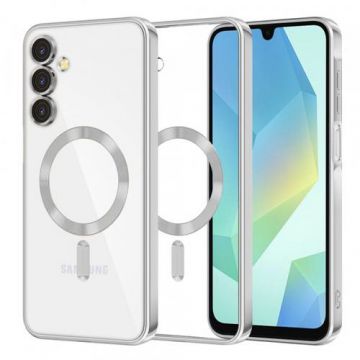 Husa MagSafe Techsuit Luxury Crystal pentru Samsung Galaxy A16 5G A166 / A16 4G A165 (Transparent/Argintiu)