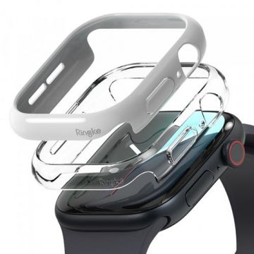 Husa Ringke Slim pentru Apple Watch 10 42mm Series, Set 2 bucati, Alb/Transparent