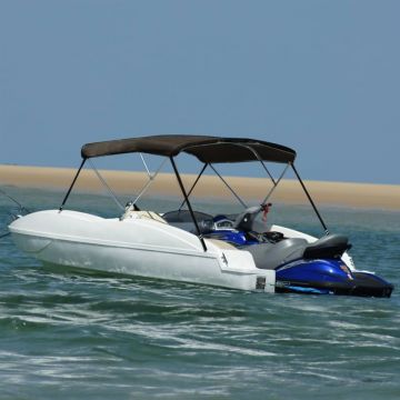 Parasolar barcă Bimini cu 3 arcuri, negru, 183x160x137 cm