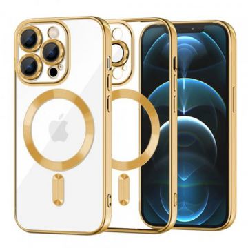 Husa MagSafe pentru Apple iPhone 12 Pro Max, Techsuit, Luxury Crystal, Aurie