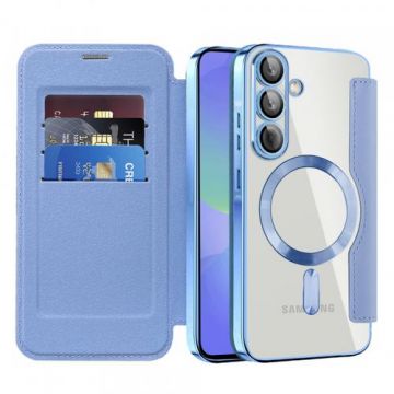 Husa MagSafe pentru Samsung Galaxy A36 A366, Techsuit, SmartMag Book, Bleu