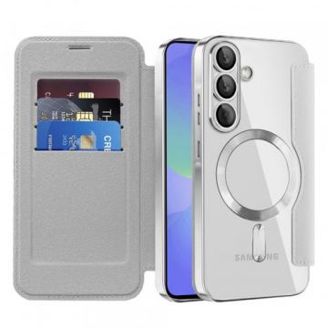 Husa MagSafe pentru Samsung Galaxy A36 A366, Techsuit, SmartMag Book, Gri