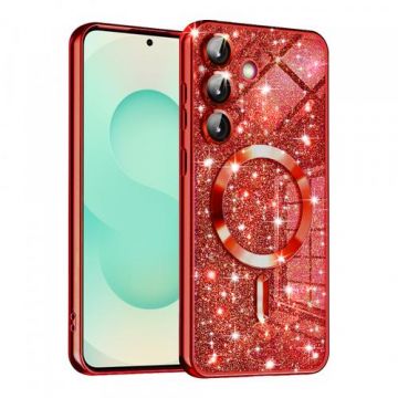 Husa MagSafe pentru Samsung Galaxy S25+ S936, Techsuit, Luxury Glitter, Rosie