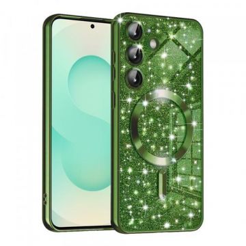 Husa MagSafe pentru Samsung Galaxy S25+ S936, Techsuit, Luxury Glitter, Verde Inchis