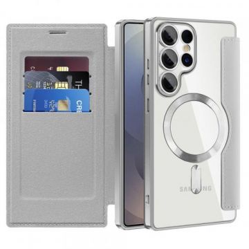 Husa MagSafe pentru Samsung Galaxy S25 Ultra S938, Techsuit, SmartMag Book, Gri