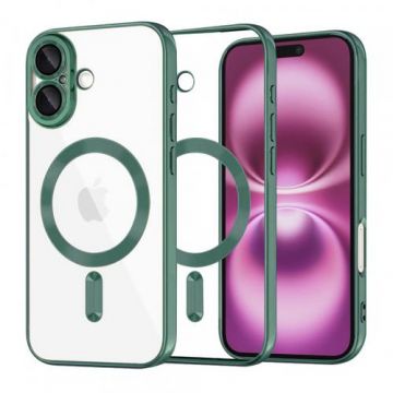 Husa MagSafe Techsuit Luxury Crystal pentru Apple iPhone 16 Plus (Transparent/Verde)