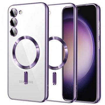 Husa MagSafe Techsuit Luxury Crystal pentru Samsung Galaxy S23 S911 (Transparent/Mov)