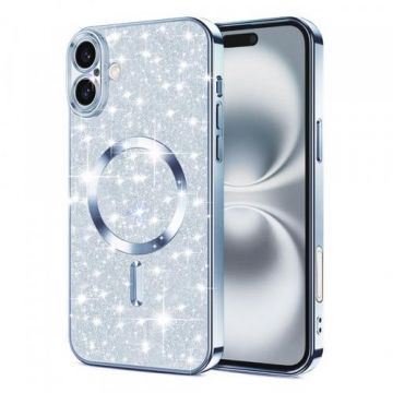 Husa MagSafe Techsuit Luxury Glitter pentru Apple iPhone 16 Plus (Albastru)
