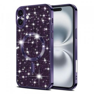 Husa MagSafe Techsuit Luxury Glitter pentru Apple iPhone 16 Plus (Mov)