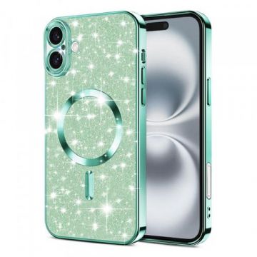 Husa MagSafe Techsuit Luxury Glitter pentru Apple iPhone 16 Plus (Verde)