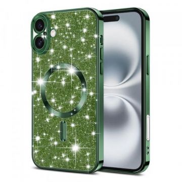 Husa MagSafe Techsuit Luxury Glitter pentru Apple iPhone 16 Plus (Verde)