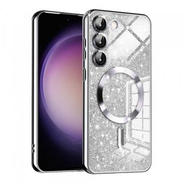 Husa MagSafe Techsuit Luxury Glitter pentru Samsung Galaxy S23 S911 (Argintiu)