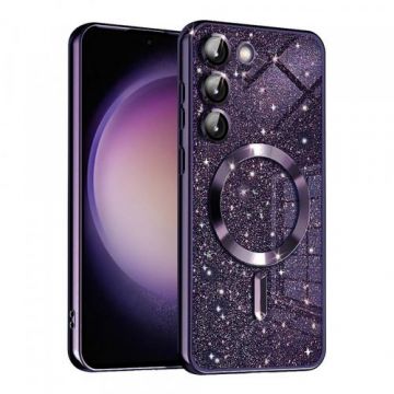 Husa MagSafe Techsuit Luxury Glitter pentru Samsung Galaxy S23 S911 (Mov)