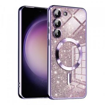 Husa MagSafe Techsuit Luxury Glitter pentru Samsung Galaxy S23 S911 (Mov)