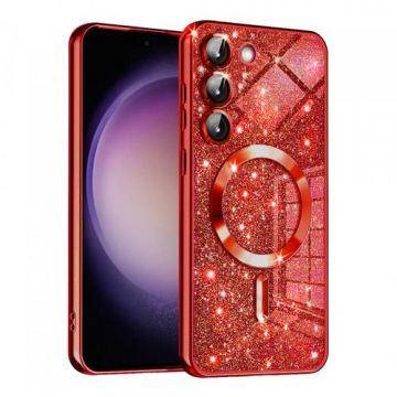 Husa MagSafe Techsuit Luxury Glitter  pentru Samsung Galaxy S23 S911 (Rosu)
