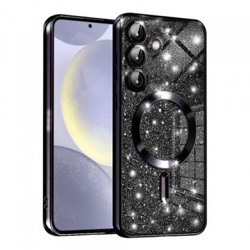 Husa MagSafe Techsuit Luxury Glitter pentru Samsung Galaxy S24 S921 (Negru)