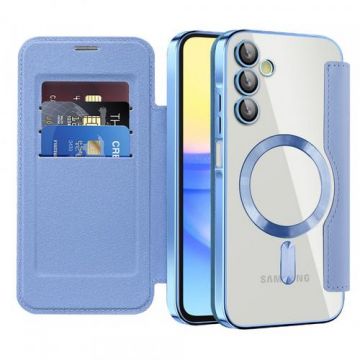 Husa MagSafe Techsuit SmartMag Book pentru Samsung Galaxy A15 5G A156 / A15 A155 (Albastru)