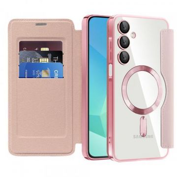 Husa MagSafe Techsuit SmartMag Book pentru Samsung Galaxy A16 5G A166 / A16 4G A165 (Roz)