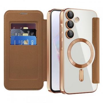 Husa MagSafe Techsuit SmartMag Book pentru Samsung Galaxy A35 5G A356 (Maro)