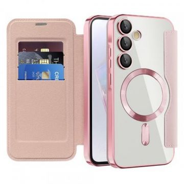 Husa MagSafe Techsuit SmartMag Book pentru Samsung Galaxy A35 5G A356 (Roz)