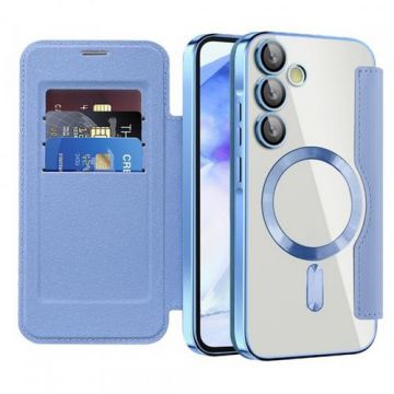 Husa MagSafe Techsuit SmartMag Book pentru Samsung Galaxy A55 5G A556 (Albastru)