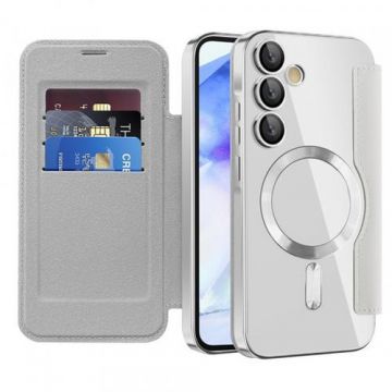 Husa MagSafe Techsuit SmartMag Book pentru Samsung Galaxy A55 5G A556 (Gri)