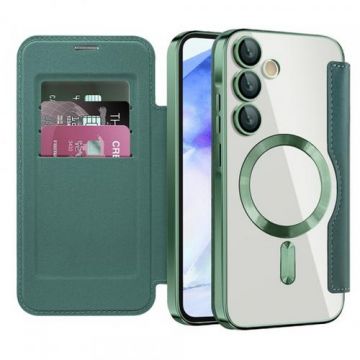 Husa MagSafe Techsuit SmartMag Book pentru Samsung Galaxy A55 5G A556 (Verde)