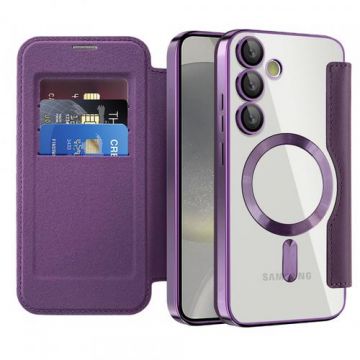 Husa MagSafe Techsuit SmartMag Book pentru Samsung Galaxy S24 S921 (Mov)