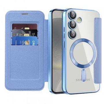 Husa MagSafe Techsuit SmartMag Book pentru Samsung Galaxy S24+ S926 (Albastru)