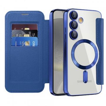 Husa MagSafe Techsuit SmartMag Book pentru Samsung Galaxy S24+ S926 (Albastru)
