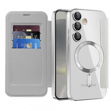 Husa MagSafe Techsuit SmartMag Book pentru Samsung Galaxy S24+ S926 (Gri)